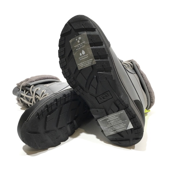 UGG BUTTE II CWR SNOW BOOTS -METAL GRAY WATERPROOF LEATHER -KIDS US 4 -NEW - Picture 10 of 11